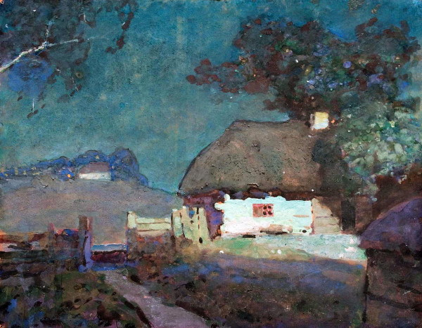 Image - Hryhorii Svitlytsky: Village House during Moonlit Night (1942).